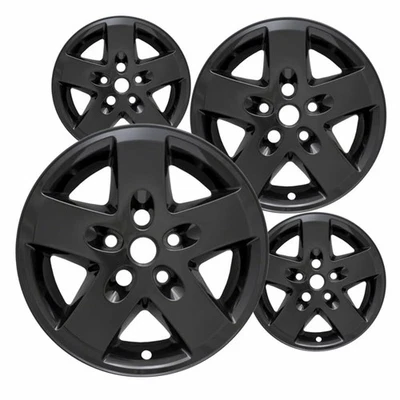 4 New Gloss Black 17" Impostor Wheel Skins for 07-18 Jeep Wrangler JK Rim Covers - Image 1 of 4