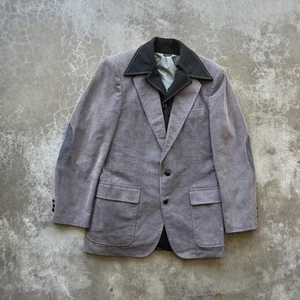 Blazer de pana para hombre grande gris parches en el codo abrigo deportivo forrado con 2 botones clásico - Imagen 1 de 11