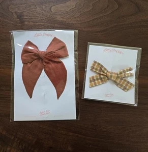 2 NEW LPC Little Poppy Co Oversized Bows Solid Sienna & South Western Browns - Picture 1 of 4
