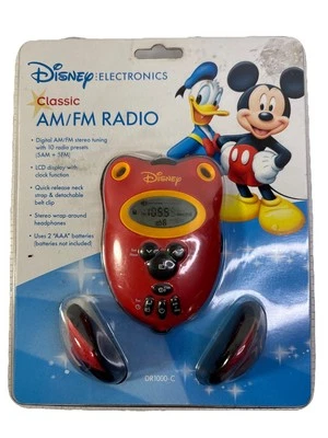 Disney Store 2003 Clásico AM/FM Radio Portátil con Auriculares DR1000-C NUEVO Foto 1 de 4
