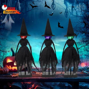 Halloween Deko Indoor, 3er Set Primitive Hexe mit Hüten, Spooky Hallowe - Bild 1 von 7