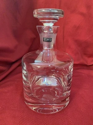 Decantador cuadrado pesado de vidrio Krosno con tapón hecho en Polonia NUEVO Foto 1 de 4