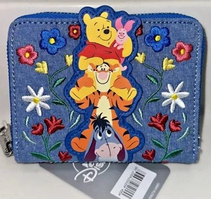 !NEW Disney Parks Loungefly Denim Winnie The Pooh, Tigger & Eeyore Wallet - Picture 1 of 2