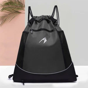 Basketball Backpack Drawstring Basketball Mesh Bag Soccer Carrying Bag (Grey) NE - Picture 1 of 8
