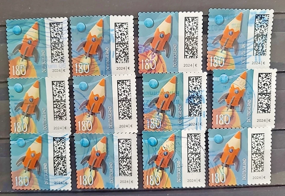 BRD 2024: 12 x Welt der Briefe - Raketenpost 180 Ct. sk MiNr 3874 gestempelt #13 - Bild 1 von 1
