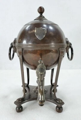 Antiga placa de prata esterlina Samovar de cobre água quente c.1810 renascimento egípcio - Imagem 1 de 4