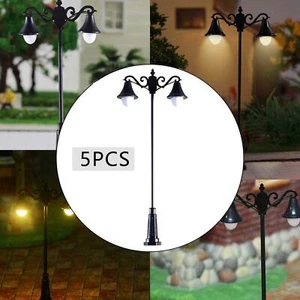 5x Modèle Train Lampadaire Mini Jardin 3V LED Lumières Lampadaire Paysage - Photo 1/10