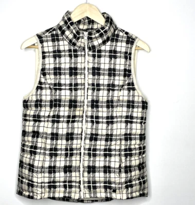 Chaleco acolchado RUFF HEWN para mujer PEQUEÑO a cuadros negro y crema cremallera completa Foto 1 de 4