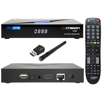 ►OCTAGON SX888 V2 4K UHD E2 Linux Smart TV Receiver + 600Mbit WLAN Stick - Bild 1 von 4
