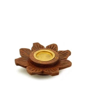 Quemador de incienso - Placa redonda de madera Lotus - 4 pulgadas - Imagen 1 de 4