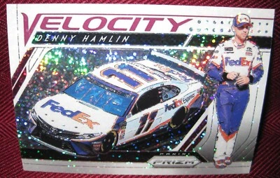 2019 PANINI PRIZM WHITE SPARKLES #72 DENNY HAMLIN VELOCITY - Image 1 of 2