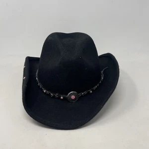 Bullhide Youth Baby Jane Cowboy Hat L Large Black Wool Shapeable Studded - Picture 1 of 7