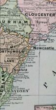 Vintage 1900 NEW SOUTH WALES Map 22"x14" Old Antique Original SYDNEY NEWCASTLE 