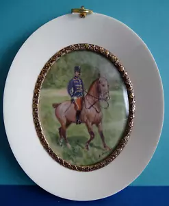 BEAUTIFUL ANTIQUE MINIATURE HORSEMAN OIL PAINTING FRAME SIGNED - Picture 1 of 3