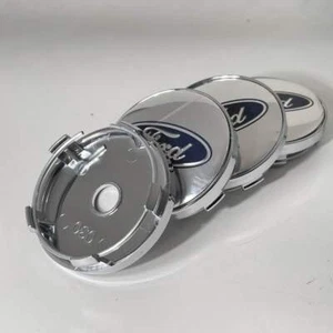4 pcs 60 mm Silver Blue Logo Alloy Wheel Center Caps Rim Caps - Picture 1 of 4