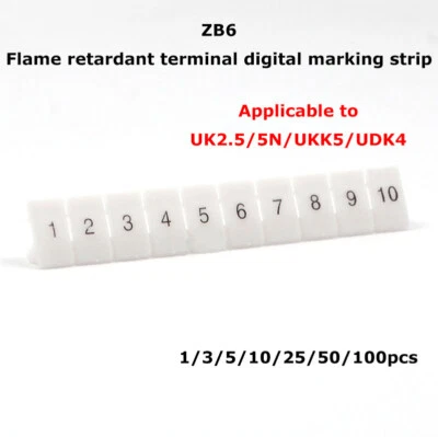 UK2.5 Terminal Block Marker Strip Label Number Tag 10 Seat DIN Rail Connector - Image 1 of 4