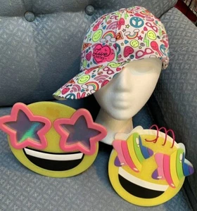 JUSTICE LOVE RAINBOW EMOJIS BASEBALL CAP/ STAR FRAME EMOJI/RAINBOW EMOJI PAD WOW - Picture 1 of 2