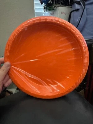 Touch of Color Sunkissed Orange 10.25" Plastic Dinner Plates 20ct. Tableware New - Image 1 of 2