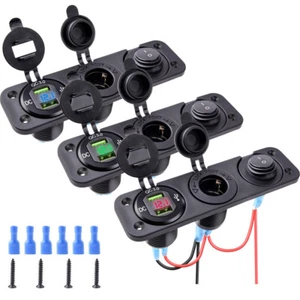 12V QC3.0 Dual USB Charger Car Cigarette Lighter Socket Plug Panel 3 In 1 - Picture 1 of 44