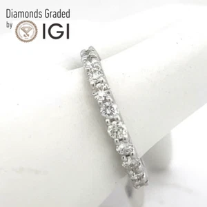 IGI 1.32 Ct Round cut Fancy Natural Diamond Band Ring 14K White Gold - Picture 1 of 9
