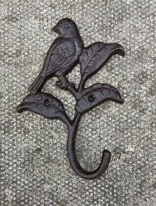 CAST IRON METAL DECORATIVE BIRD WALL HOOK - Picture 1 of 1