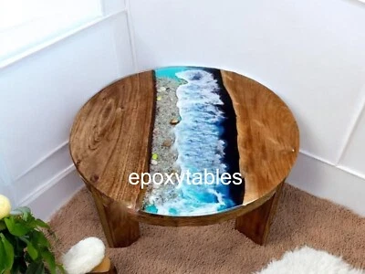 Ocean Round Epoxy Resin River Coffee Table Handmade Cafeteria Modern Furniture - Image 1 of 4