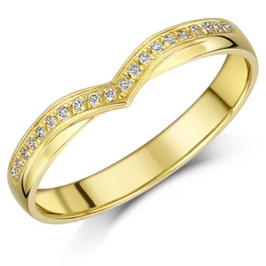 3 mm Gelbgold 9 kt romantischer Wunschknochen geformter Ewigkeit Diamantring - Bild 1 von 2