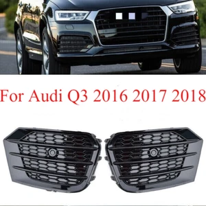2PCS Black Fog Light Grill Front Honeycomb Grille For Audi Q3 2016 2017 2018 - Picture 1 of 7