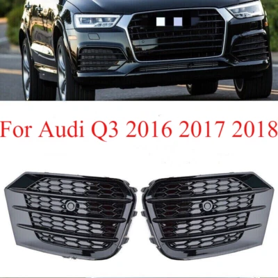 Parrilla antiniebla delantera de 2 piezas negra para Audi Q3 2016 2017 2018 Foto 1 de 4