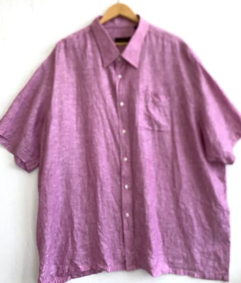 Camisa ENZO FELDINI Rosa Lino Abotonada Mangas Cortas Ligera Talla 4XL Foto 1 de 3