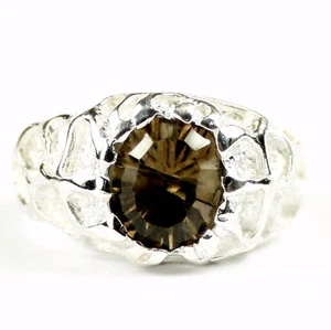 Smoky Quartz, 925 Sterling Silver Men's Ring, SR168 - Picture 1 of 5