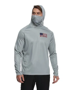 LRD Fishing Shirts for Men UPF 50 Hoodie with Gaiter Mask Sun Protection Sleeves - Picture 1 of 3