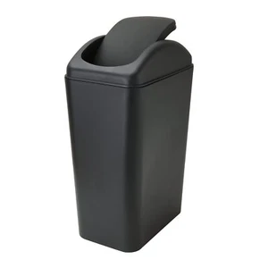 Small Lidded Trash Can 12 Liter/3 Gallon Black Plastic Garbage Bin with Lid - Picture 1 of 7