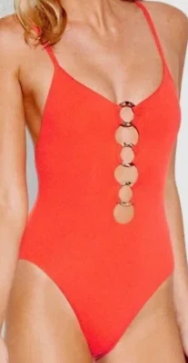 NUEVO TRAJE DE BAÑO SEAFOLLY TANGELO NARANJA ANILLO ACTIVO DELANTERO MAILLOT UNA PIEZA TALLA US 4 Foto 1 de 4