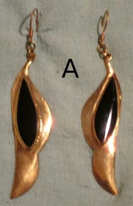 Ohrhänger, Bronze, mit Onyx, Türkis, weißem Perlmutt oder Seeopal - Picture 1 of 4