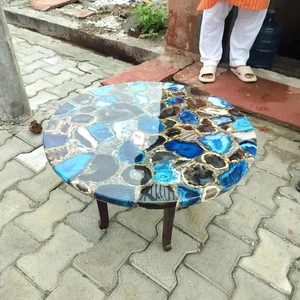 Mesa de centro de piedra de ágata natural - Muebles de decoración de salón hechos a mano - Imagen 1 de 11