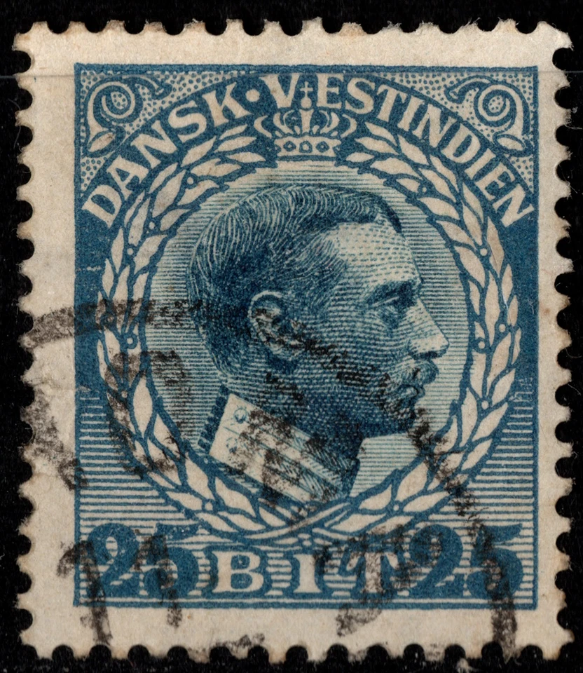Danish West Indies Stamp Scott # 55 Used F-VF with Town Cancel 25b Blue Portrait - Image 1 of 1