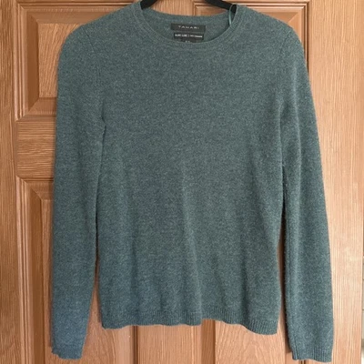 Suéter Tahari Pure Luxe 100% Cachemira Verde Azul Cuello Redondo Lujo Acogedor XS Foto 1 de 4