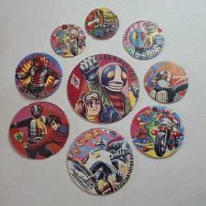 Kamen Rider 9 x Round Menko Bulk Sale Marumenko Vintage Japan Showa (E) - Imagen 1 de 12