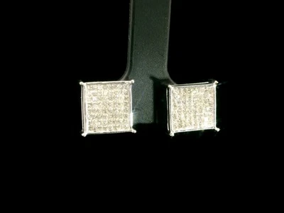 (MA5) 14K White Gold Diamond Cluster Earrings 1.28 ctw 2.6 Grams Total 9.24 mm - Image 1 of 4