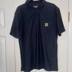 Camiseta Polo Carhartt Para Hombre M Azul Marino Manga Corta Bolsillo Peso Medio - Imagen 1 de 8