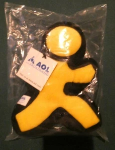 Vintage AOL America Online Running Man Logo Plush Yellow Beanie-E-Mail=NEW-NOS - Picture 1 of 4