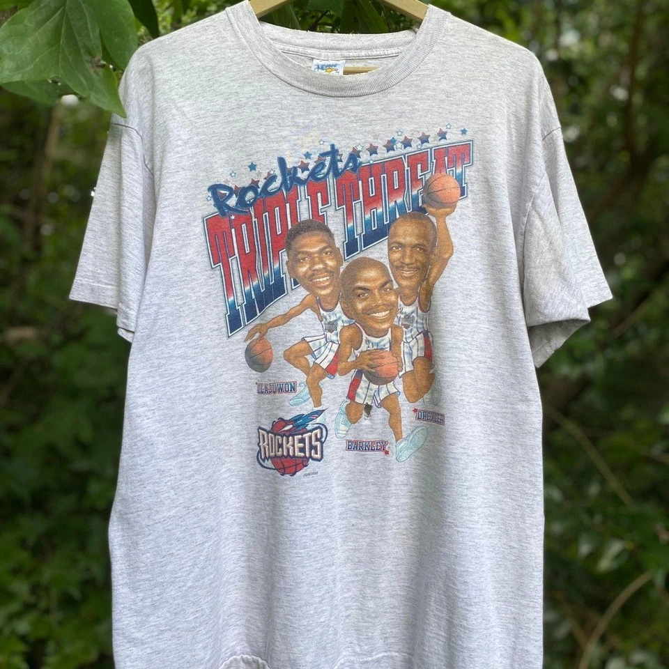 Vtg Houston Rockets Triple Threat Caricature Tee reprint VK05968 - Image 1 of 1