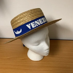 Vintage Venezia Italy Straw Boater Hat Gondolier Venice Canals Gondola Boating - Picture 1 of 9