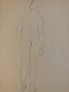 Drawing 1945 Ink Woman Nude Back To Identify Expressionist Expressionism - Picture 1 of 8