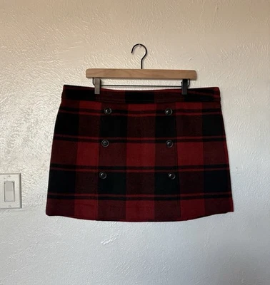 GAP Vintage Wool-Viscose Red And Black Plaid Mini Skirt Size 16 - Image 1 of 4