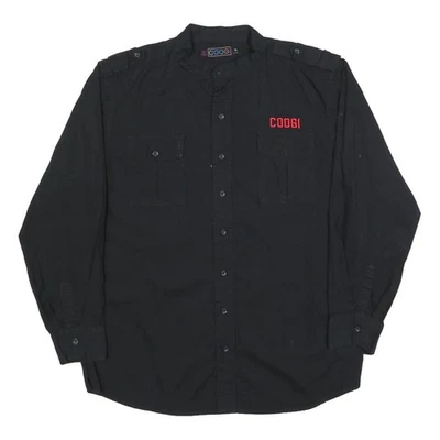 COOGI Herren schwarz & rot Logo Baumwollmischung Hemd XL Knopfleiste Langarm - Bild 1 von 4
