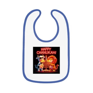 Happy Chanukka! Baby Lätzchen | Chanukka Menora Löwe & Kuh Design - Bild 1 von 4