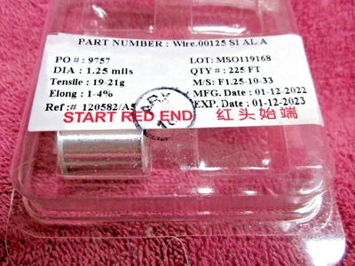 Alambre de unión de aluminio AMETEK SI-AL .00125" 225 FT 1.25 millas IC troquel o joyería Foto 1 de 2