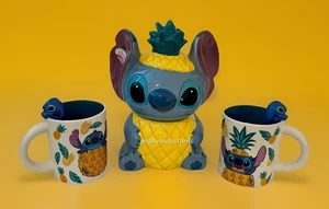 Disney Stitch Pineapple Tropical Ceramic Treat Cookie Jar Canister & Mugs NEW 🍪 - Picture 1 of 20